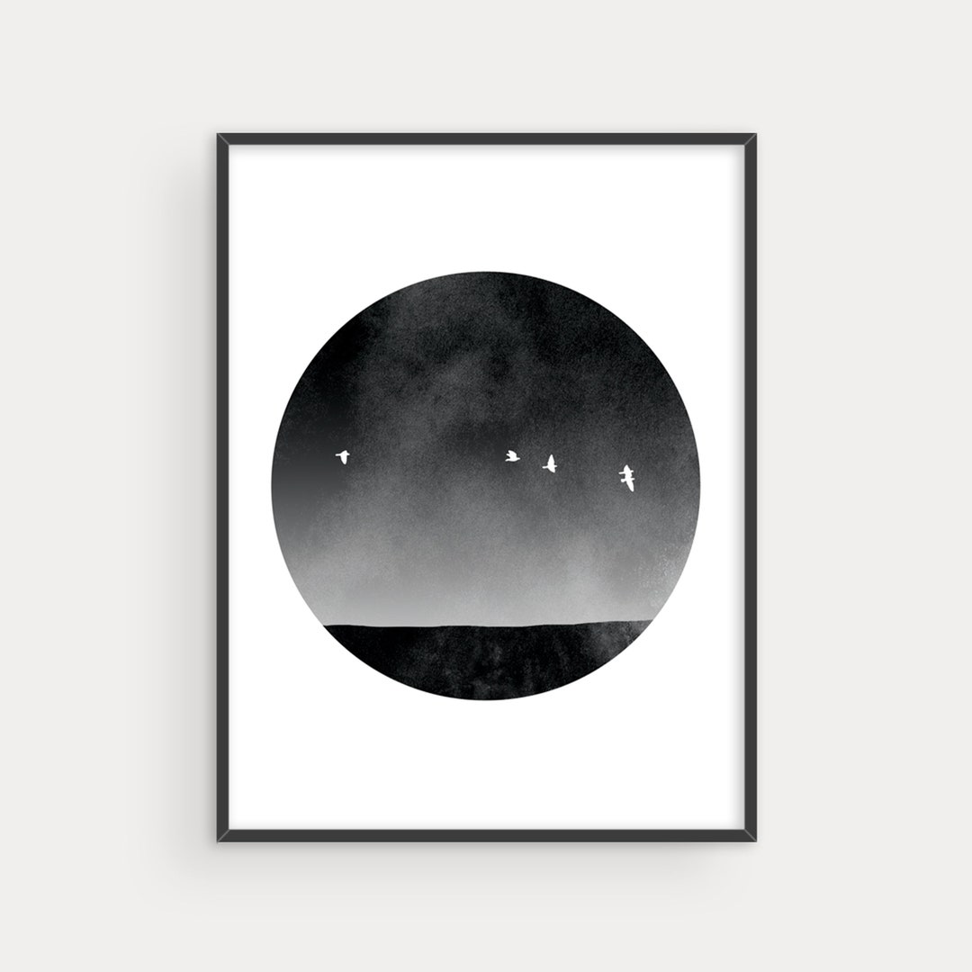 Minimalist Art Print, Black and White Wall Art, Living Room Wall Decor