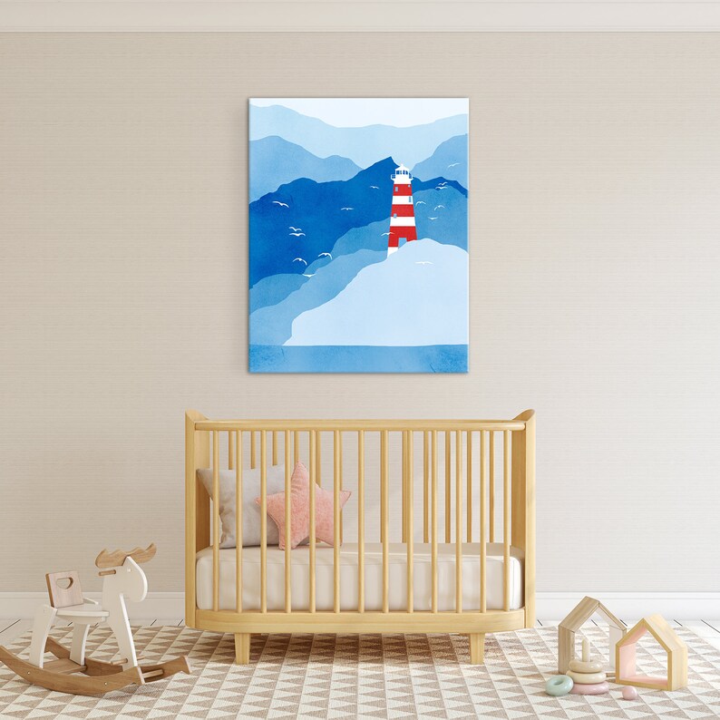 Boy Nursery Art Canvas Navy Blue Canvas Art Baby Boy Gift Nautical Decor Kids Room Lighthouse Print Nursery Nautical Nursery Decor Art Collectibles Prints Kromasol Com