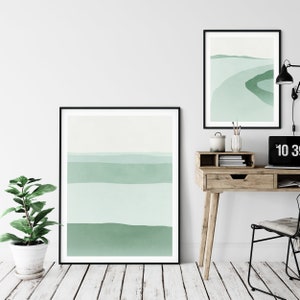 Abstract Art Print, Scandinavian Print, Modern Wall Art, Wall Art Print Bedroom, Sage Green, Large Wall Art, Minimalist Art image 3