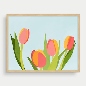 Tulips Art Print, Floral Wall Art Print, Pink Wall Art Girl, Feminine Wall Art, Gift for Women
