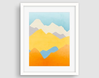 Colorful Wall Art Mountain Print Mountain Nursery Abstract Nursery Art Colourful Nursery Modern Nursery Decor Abstract Landscape Painting