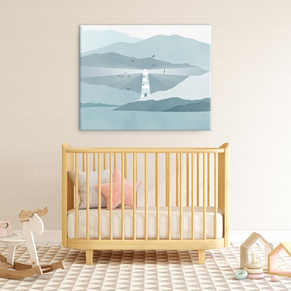 Lighthouse Wall Art Nursery Nautical Decor Boy Nursery Art Etsy