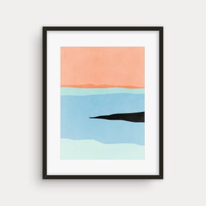 Abstrakter Kunstdruck: Koralle, Petrol, Mid-Century Modern