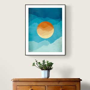 Mid Century Art Print, Moderne Wall Art, Abstracte Bergen Kunst, Grote Wall Art Print, Mid Century Modern, Minimalistische Kunst, Moderne Print afbeelding 4