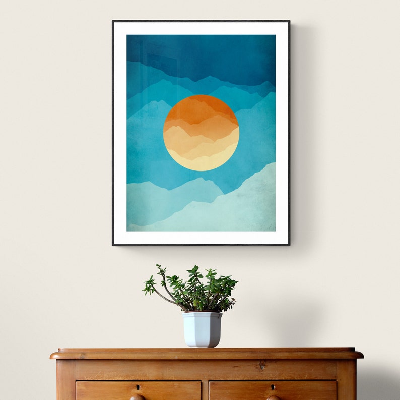 Mid Century Art Print, Modern Wall Art, Abstract Mountains Art, Large Wall Art Print, Mid Century Modern, Minimalist Art, Modern Print image 4