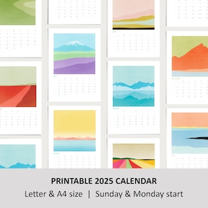 2025 Calendar Printable, Wall Calendar 2025, Monthly Calendar Planner, Digital Download, Print at Home, Letter Size, A4