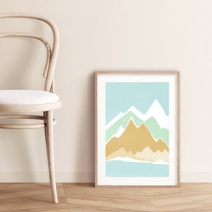 Mountains Abstract Wall Art, Winter Print, Wall Decor for Living Room or Bedroom image 2