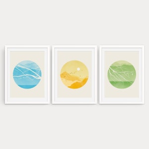 Large Nature Art Set of 3 Prints Colorful Gallery Wall Set Three Piece Wall Decor Home Office Living Room Wall Art Unframed image 4