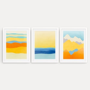 Abstract Landscape Art Prints: Colorful Gallery Wall Set of 3