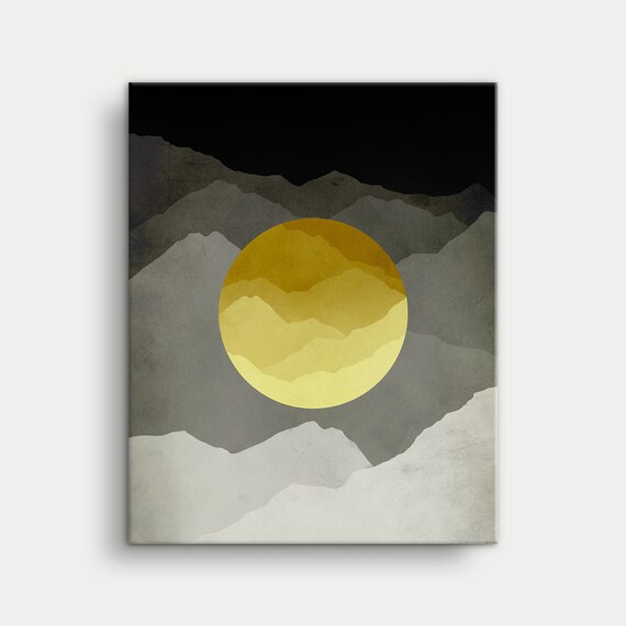 Mid Century Modern Art Canvas Cool Wall Art For Men Large Wall Decor Grey Black Gift For Guys