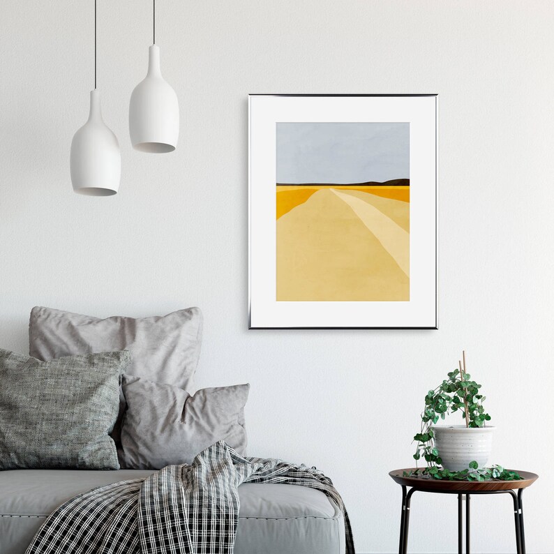 Modern Abstract Art Print Landscape Wall Art Yellow Art Etsy