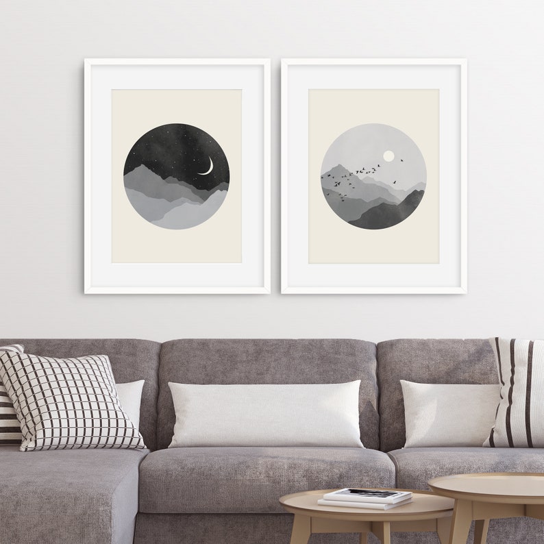 Black and White Wall Art Set of 2 Bedroom Wall Decor Over the | Etsy