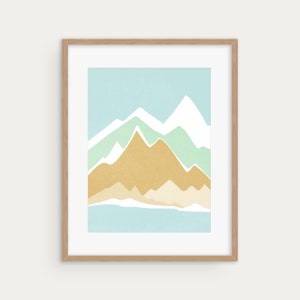 Mountains Abstract Wall Art, Winter Print, Wall Decor for Living Room or Bedroom image 1