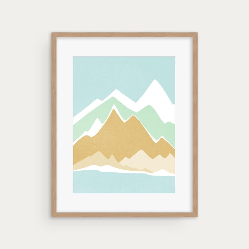 Mountains Abstract Wall Art, Winter Print, Wall Decor for Living Room or Bedroom image 1
