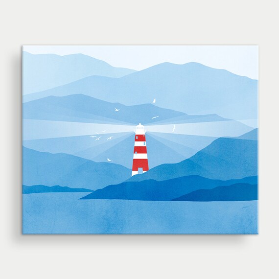 Lighthouse Wall Art Nursery Nautical Decor Boy Nursery Art Etsy