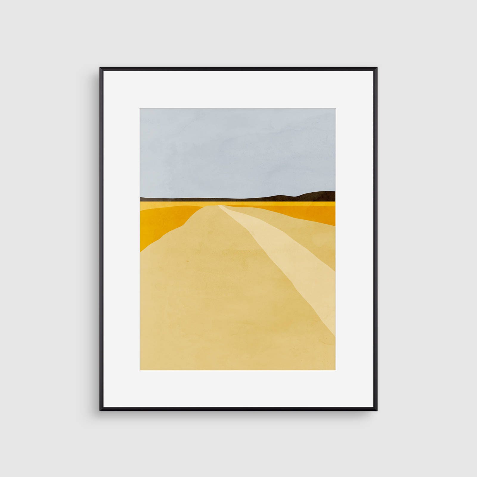 Modern Abstract Art Print Landscape Wall Art Yellow Art Etsy