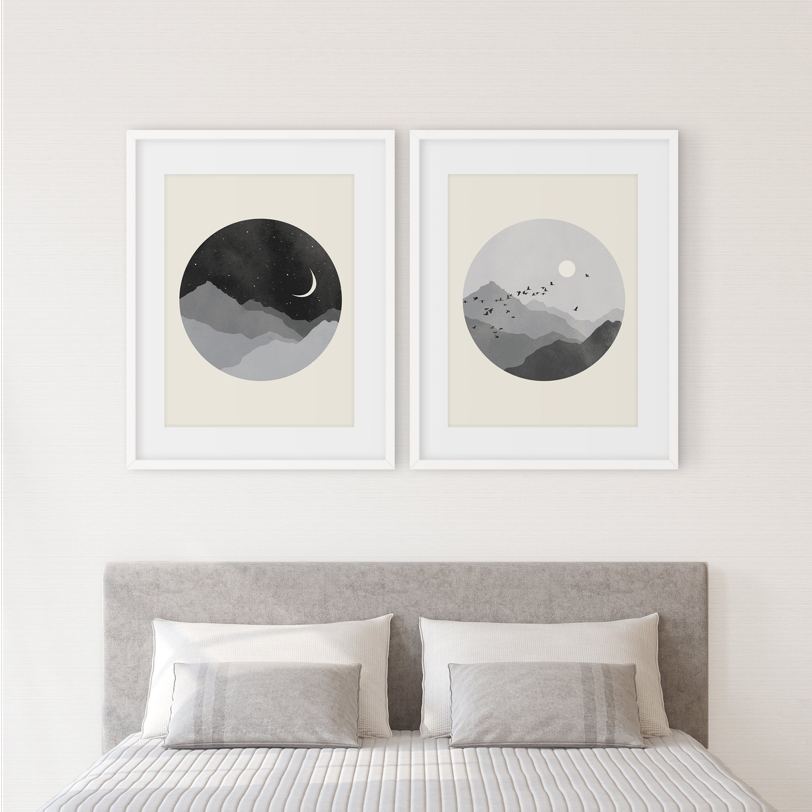 Black and White Wall Art Set of 2 Prints Bedroom Wall Decor | Etsy