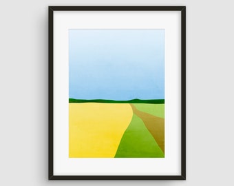 Modern Art Print, Abstract Wall Art, Abstract Landscape, Mid Century Modern Art, Art Print Abstract, Minimalist Art, Yellow Wall Decor