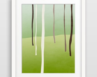 Abstrakter Kunstdruck Wald Tannengrün als Wanddeko
