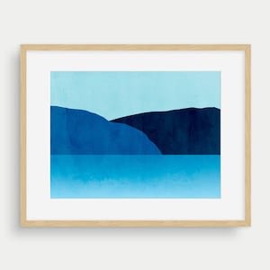 Blue Wall Art Print, Abstract Beach Wall Decor, Horizontal Wall Art, Large Abstract Art, Minimalist Wall Art, Coastal Wall Decor