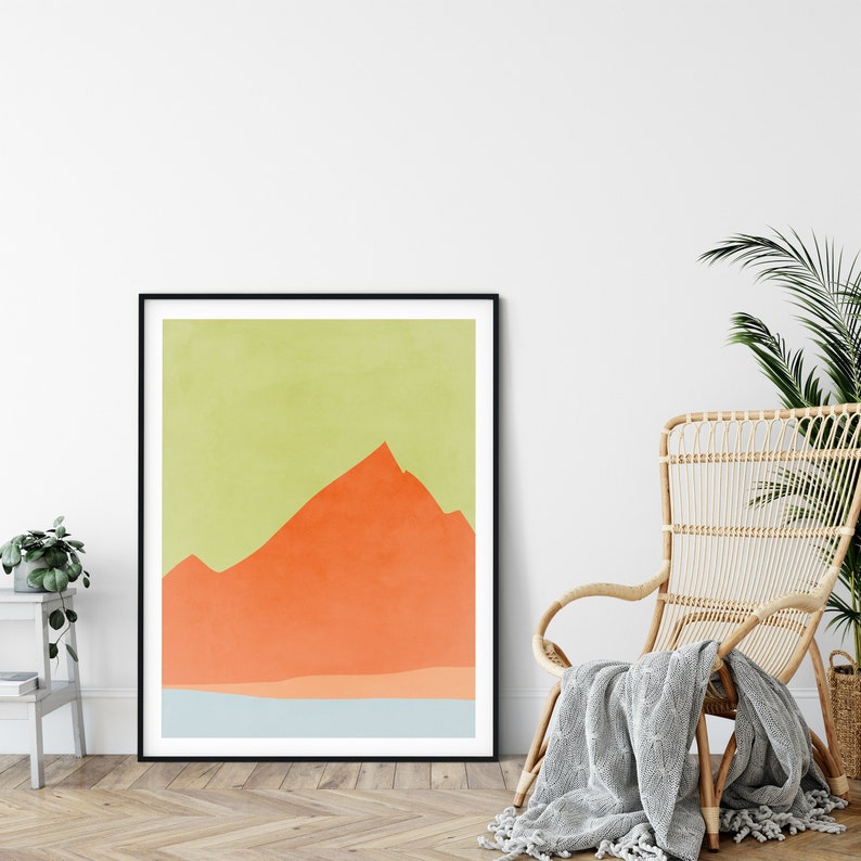 Mountain Wall Art, Abstract Print, Mid Century Modern, Minimalist Art, Print for Living Room, Scandinavian Print, Landscape Wall Art image 2