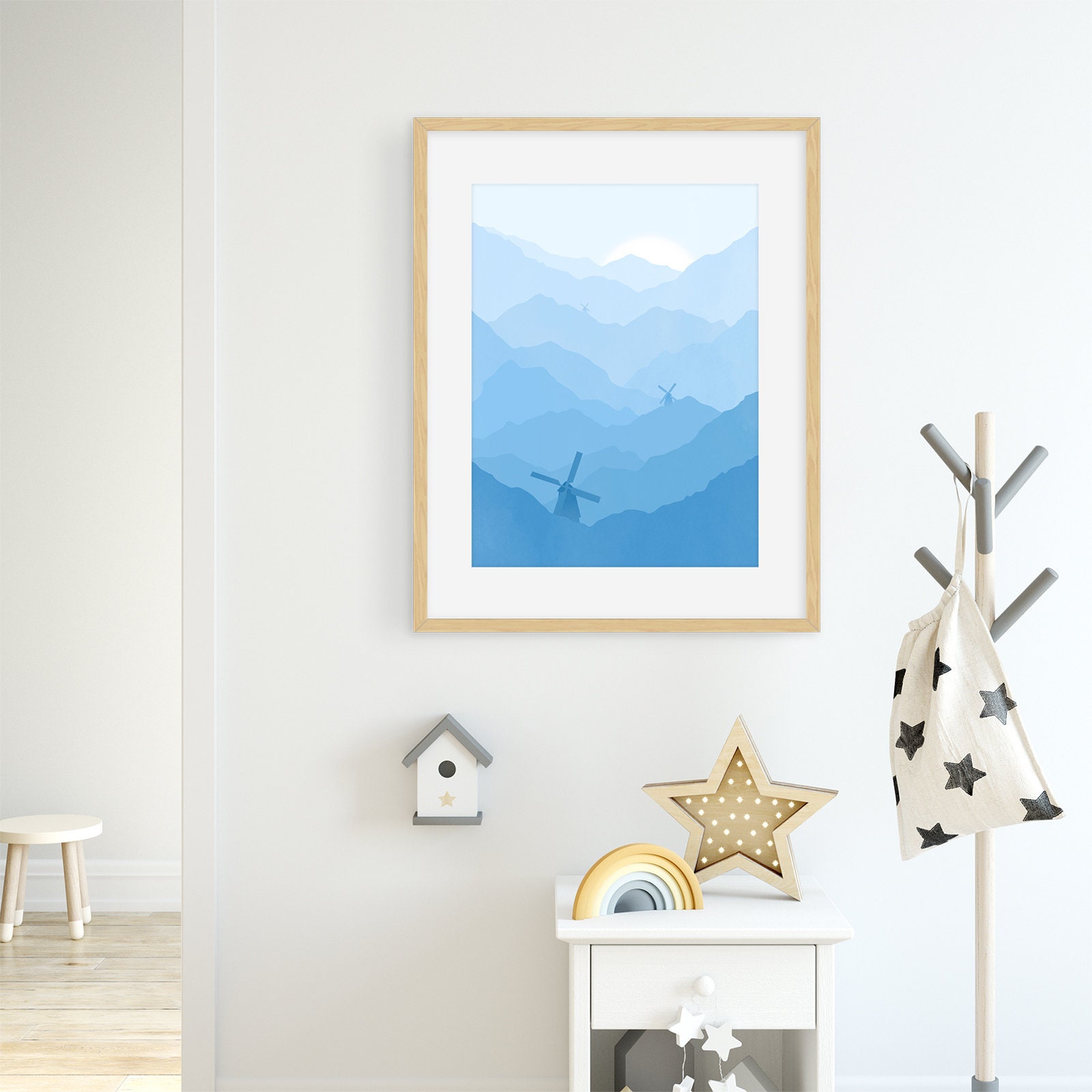 Blue Nursery Wall Art Mountain Nursery Decor Boy Nursery Art | Etsy