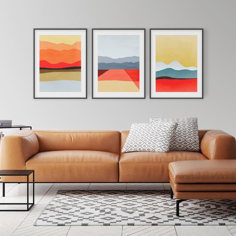 Mid Century Modern Art Print Abstract Wall Art Living Room Etsy