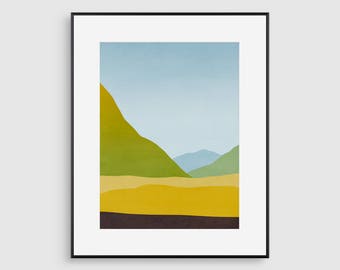 Abstracte kunstdruk berglandschap: Scandinavisch minimalistisch decor