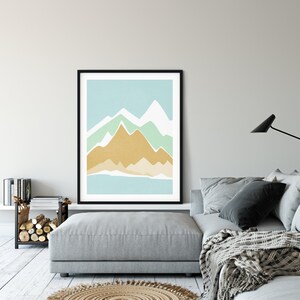 Mountains Abstract Wall Art, Winter Print, Wall Decor for Living Room or Bedroom image 3
