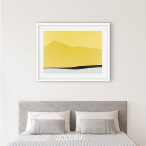 Yellow Wall Art, Horizontal Print, Minimalist Art Print, Large Wall Art, Abstract Landscape Print, Mountain Print, Vibrant Wall Art image 3