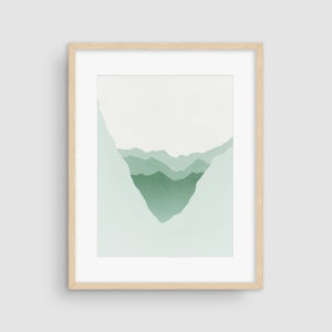 Mountain Wall Art, Print for Bedroom, Wall Art Print, Modern Print, Minimal Art Print, Scandinavian Print, Landscape Wall Art, Sage Green