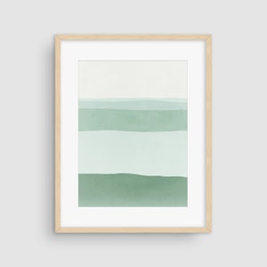Sage Green Abstract Art Print: Minimalist Watercolor Landscape