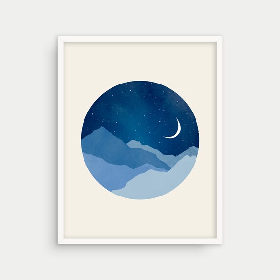 moon and stars nursery wall art