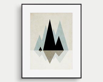 Geometric Print Scandinavian Art Abstract Art Print Mid Century Modern Art Print Geometric Art Mountain Art Nordic Art Abstract Wall Art