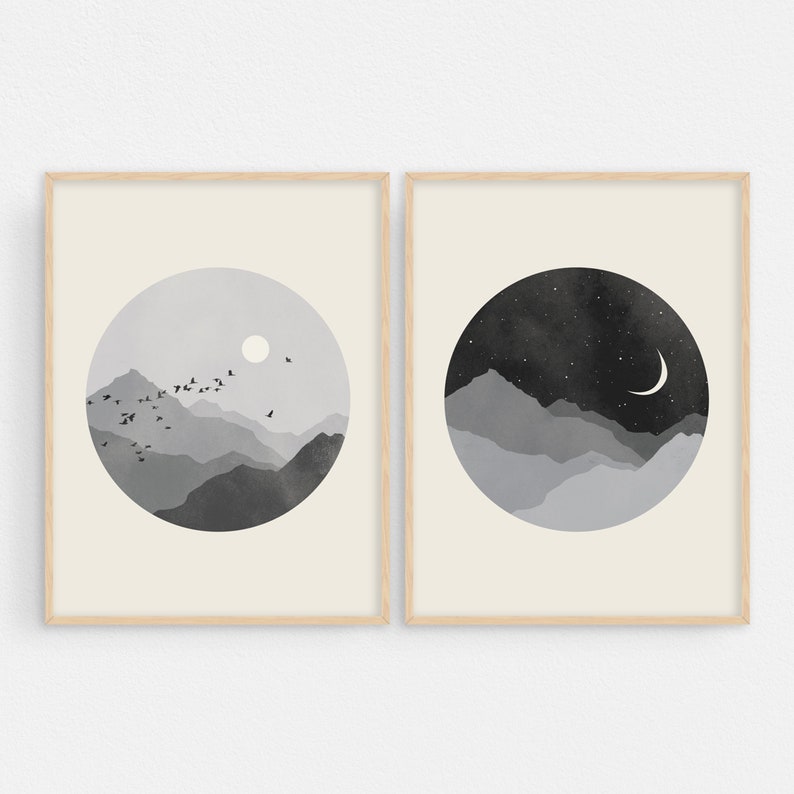 Black and White Wall Art Set of 2 Bedroom Wall Decor Over the Etsy