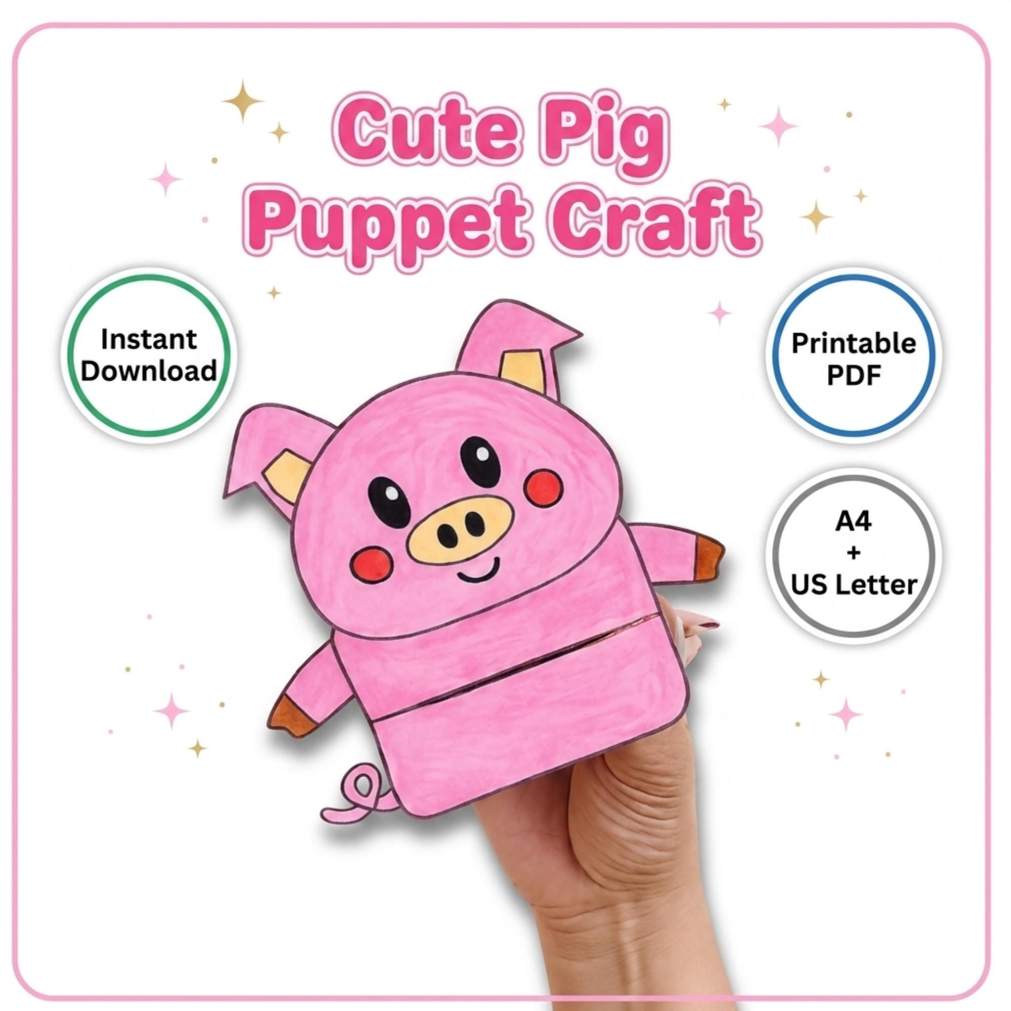 37 Adorable Pig Crafts for Kids On a Rainy Day 13 Cute Pig Puppet Craft Printable PDF Farm Animal Activity for Kids…