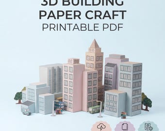 3D Paper City Craft, druckbare Gebäudevorlagen, DIY Miniaturstadt Diorama, Kinder Papier Handwerk Aktivität, digitaler Download PDF