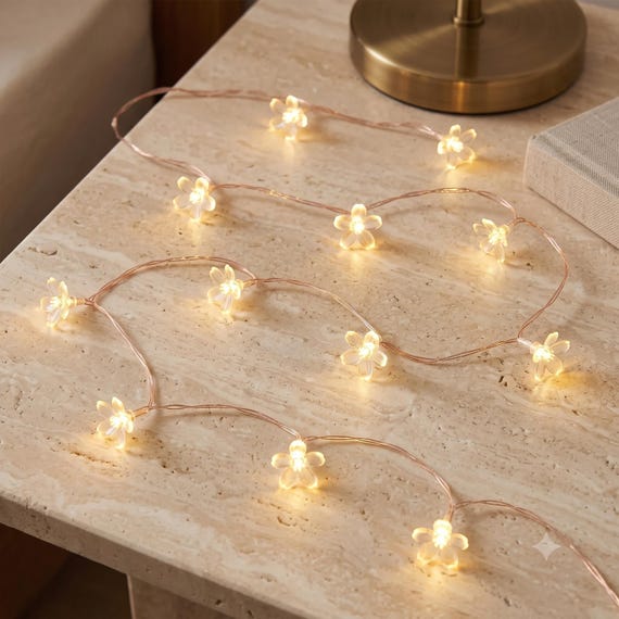 Guirlande Lumineuse Fleurs de Cerisier à Piles, LED Étanche pour Mariage, Jardin & Terrasse