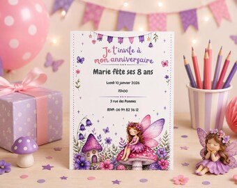 Customizable Fairy Magic Birthday Invitation - Canva Card for Girls - A6 Digital File - Instant Download
