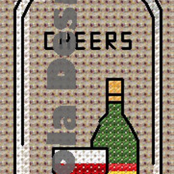 Wine bottle and glass in bottle, cross stitch pattern  direct download, PDF