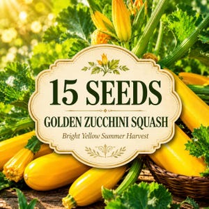 Gyllene zucchini squashfrön – 15 gula sommarsquash för trädgårdsplantering, grönsaker