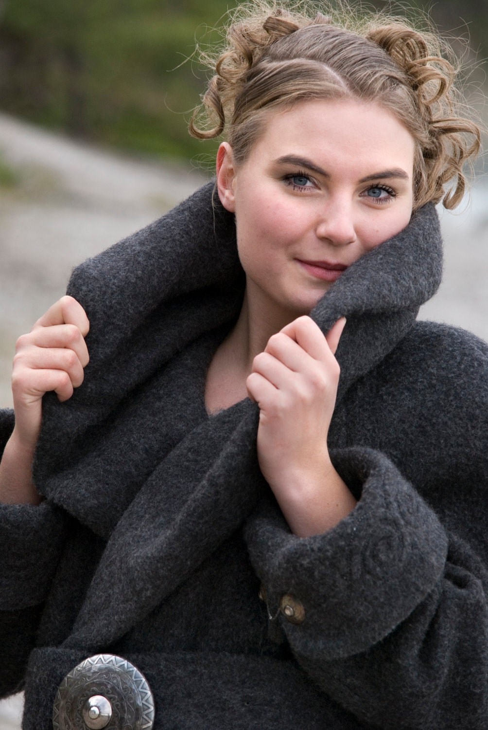 Unique, warm and cosy Vikingcoat Botair protects you from The Northern winds. Belt with Viking Silver Buckle.