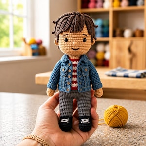 Crochet Boy Doll Pattern PDF | Amigurumi Boy Crochet Pattern | Cute Doll with Denim Jacket | DIY Crochet Toy | Instant Download