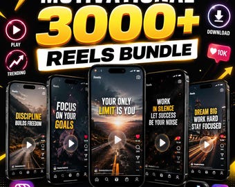 Motivational Reels Bundle 3000+ | Viral Instagram Reels Pack | TikTok & YouTube Shorts | Digital Download