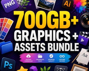 Graphics & Assets Bundle Digital Download | PNG SVG PSD Mockups Templates Fonts Icons Design Resources