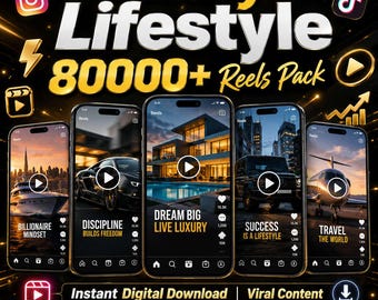 Luxury Lifestyle Reels Pack 80000+ | Viral Instagram & TikTok Content Bundle | Digital Download for Creators