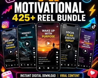 AI Motivational Reels Bundle | 425+ Faceless Content Pack (Instant Download)