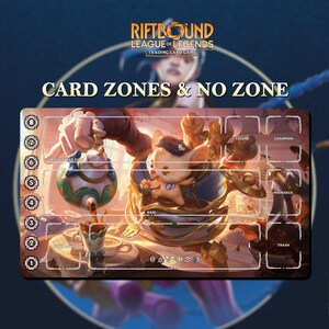 League of Legends Café Cuties Rumble Riftbound Playmat - Trading Card Game - 24x14 (600x350x2 mm) Stitched Edges