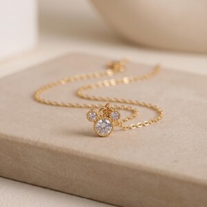 Gold Plated Tiny Mickey Mouse Pave Necklace