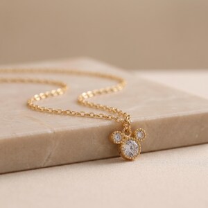 Gold Plated Tiny Mickey Mouse Pave Necklace